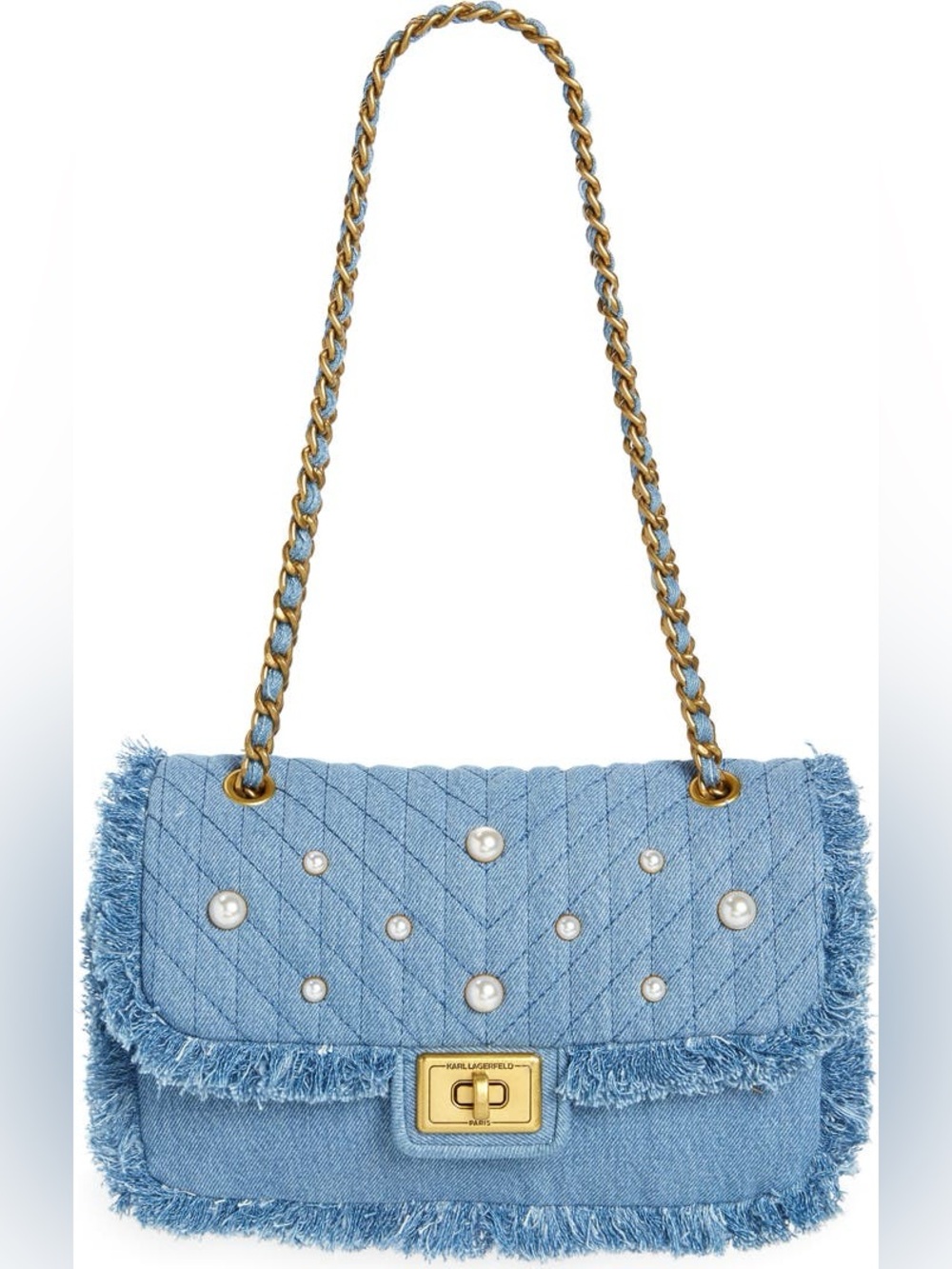 Karl Lagerfeld Paris Agyness Quilted Denim Convertible Shoulder Bag